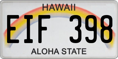 HI license plate EIF398