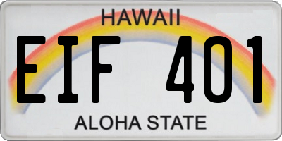 HI license plate EIF401