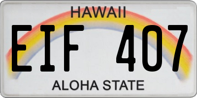HI license plate EIF407