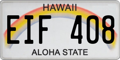 HI license plate EIF408