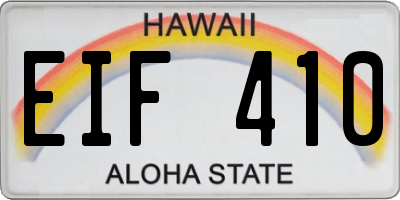 HI license plate EIF410