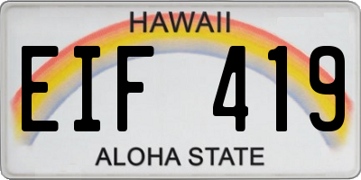 HI license plate EIF419