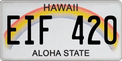 HI license plate EIF420