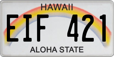 HI license plate EIF421