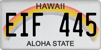 HI license plate EIF445