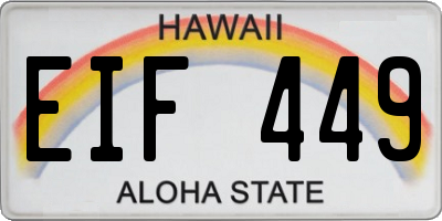 HI license plate EIF449