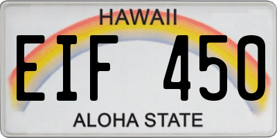 HI license plate EIF450