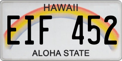 HI license plate EIF452