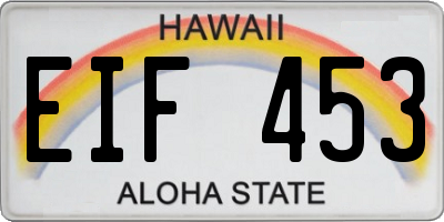 HI license plate EIF453