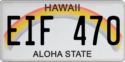 HI license plate EIF470