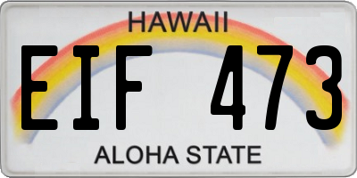 HI license plate EIF473