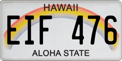 HI license plate EIF476