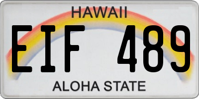 HI license plate EIF489
