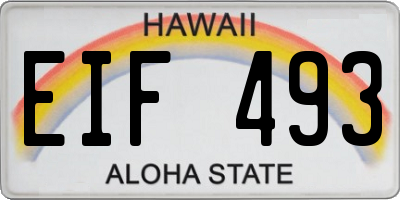 HI license plate EIF493