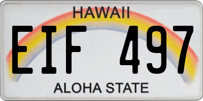 HI license plate EIF497