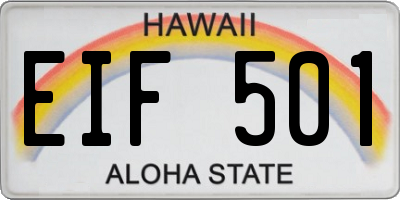 HI license plate EIF501