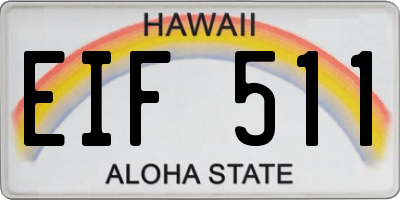HI license plate EIF511
