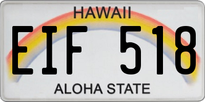 HI license plate EIF518