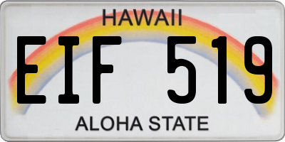 HI license plate EIF519