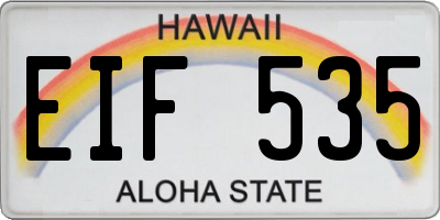 HI license plate EIF535