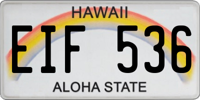 HI license plate EIF536