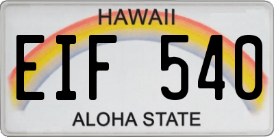 HI license plate EIF540