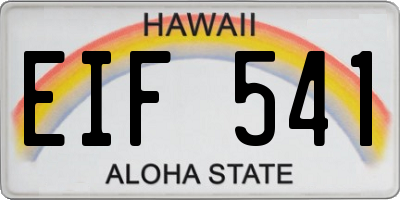 HI license plate EIF541