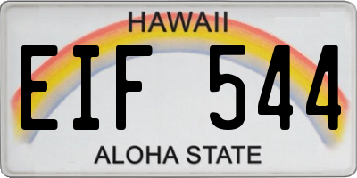 HI license plate EIF544
