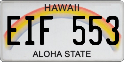 HI license plate EIF553