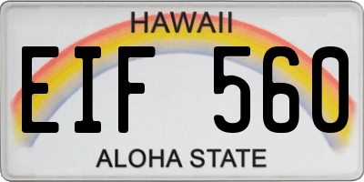 HI license plate EIF560