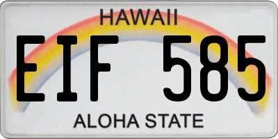 HI license plate EIF585