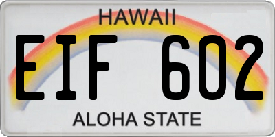 HI license plate EIF602