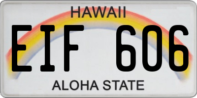 HI license plate EIF606