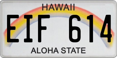 HI license plate EIF614