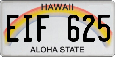 HI license plate EIF625