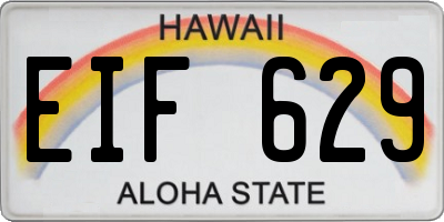 HI license plate EIF629