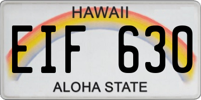 HI license plate EIF630
