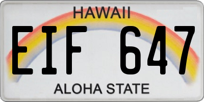 HI license plate EIF647