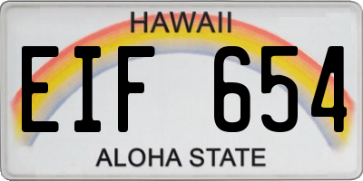 HI license plate EIF654