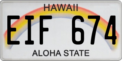 HI license plate EIF674