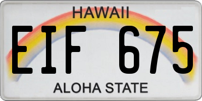 HI license plate EIF675