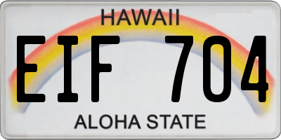HI license plate EIF704