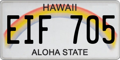 HI license plate EIF705