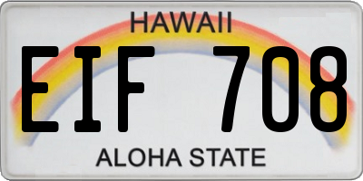 HI license plate EIF708
