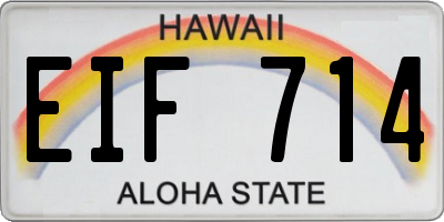 HI license plate EIF714