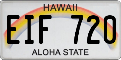 HI license plate EIF720