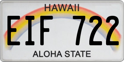 HI license plate EIF722