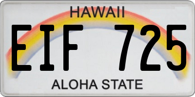 HI license plate EIF725