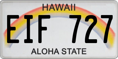 HI license plate EIF727