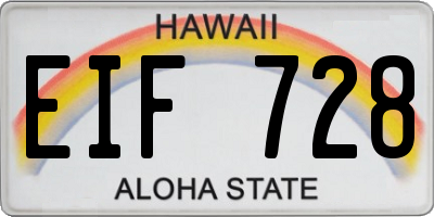 HI license plate EIF728